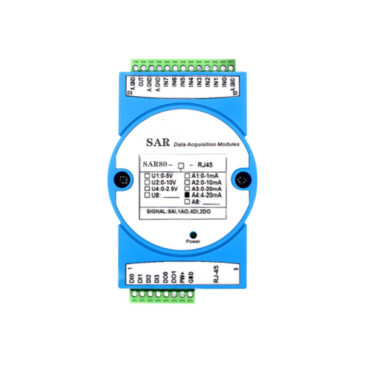 4-20MA/0-3.3V轉RJ45模擬量數據采集模塊